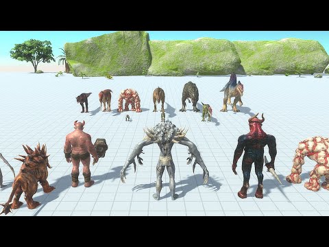 CARNIVORE DINOSAURS WITH LAVA GOLEM VS FACTION - Animal Revolt Battle Simulator