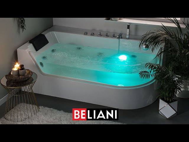 Video Teaser für BELIANI - Whirlpool-Badewanne Eckmodell mit LED ACUARIO