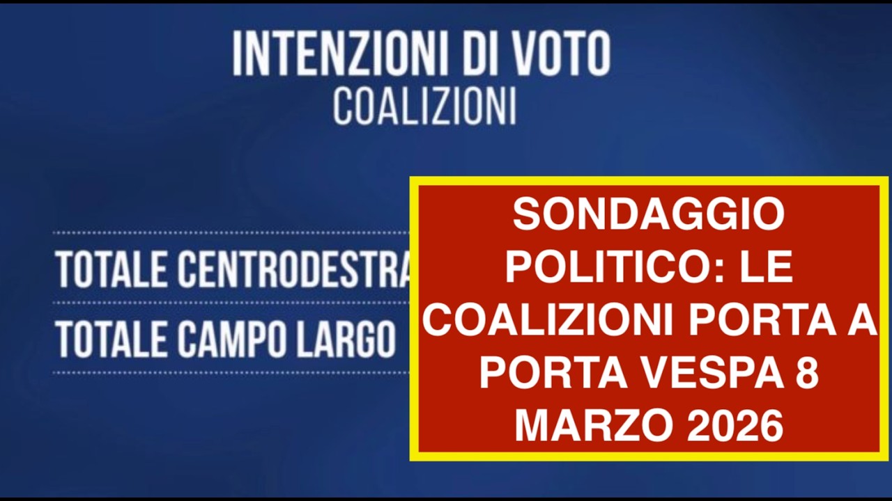 SONDAGGIO POLITICO: LE COALIZIONI PORTA A PORTA VESPA 8 MARZO 2026