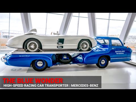 Thumbnail for THE BLUE WONDER: HIGH-SPEED RACING CAR TRANSPORTER | MERCEDES-BENZ by Sports car, Mercedes-Benz, Car, Vehicle, Truck