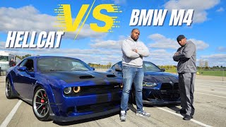 The 2024 BMW M4 Comp vs 2021 Hellcat Redeye In a DRAG RACE to the 1/4 Mile