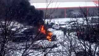 preview picture of video 'A car on fire at the Home Depot in flushing NY'