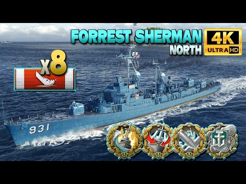 Destroyer Forrest Sherman: DAKKA terror on map North - World of Warships