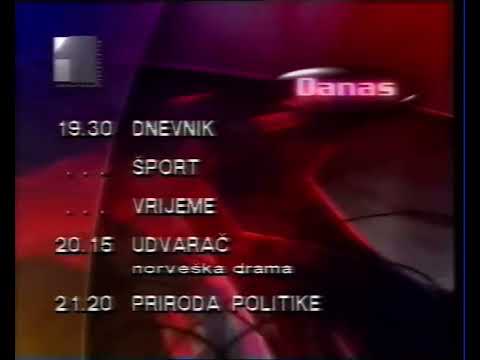 [1080p60] HRT 1, 4. listopada 1998. - ident, pregled programa, Moja domovina, himna RH, test kartica
