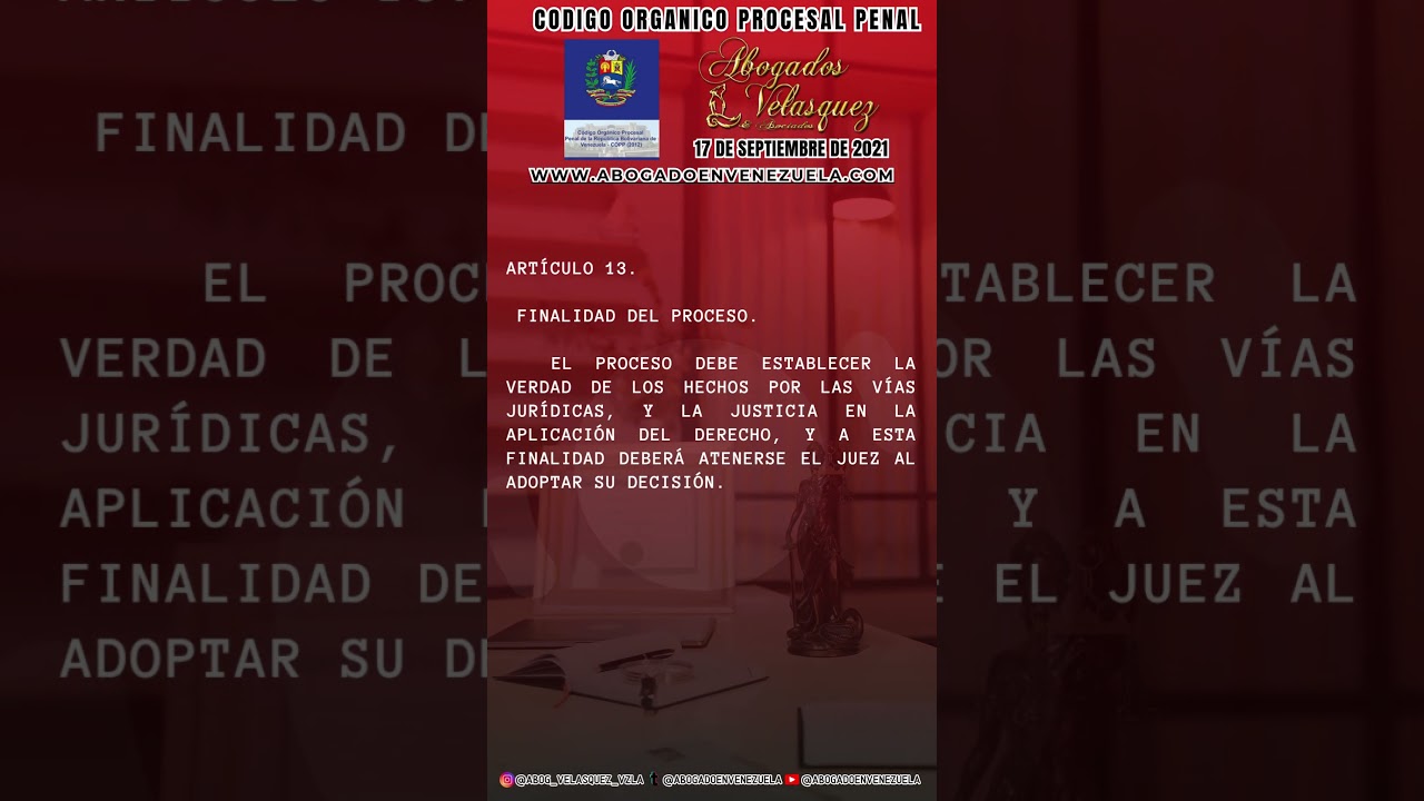Artículo 13 del Código Orgánico Procesal Penal (COPP) de Venezuela