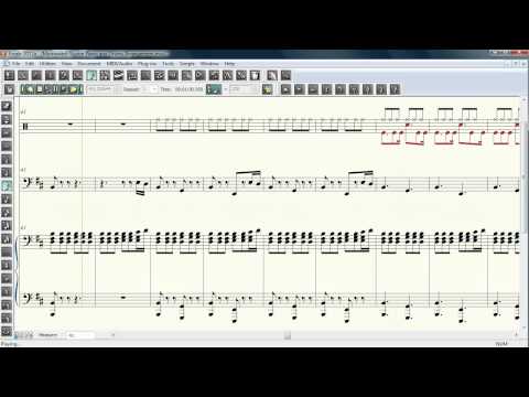 Morrowind/Skyrim Metal Theme Sheet Music + Audio (Piano, Drums, Electric Bass)