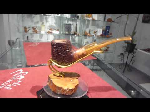 Pipa radica half bent sabbiata fatta a mano - www.paronellipipe.it