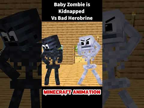 Baby Zombie is Kidnapped Vs Bad Herobrine - Monster School Minecraft Animation #shorts