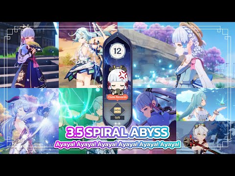 Genshin impact : 3.4/3.5 Spiral abyss 12 Solo/Duo Compilations 9* Clear! (ft. Ayaka, Ganyu, Faruzan)