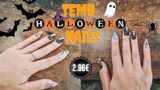 transforming my nails for halloween using TEMU press-on nails 🎃👻🕸️ how to prep nails so they last