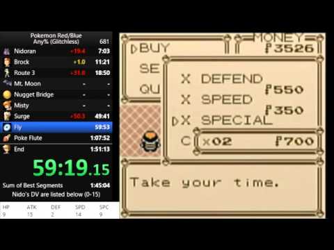 Pokemon Red any% glitchless speedrun in 1:49 (IGT)