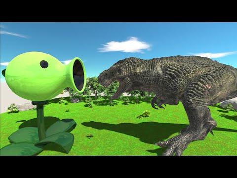 Dinosaurs T-Rex vs Peashooter - Animal Revolt Battle Simulator