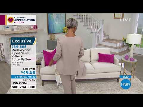 MarlaWynne Piped Seam VNeck Butterfly Tee