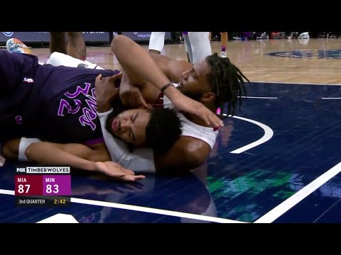Justise Winslow HARD FOUL & HEADLOCK on Karl-Anthony Towns! Heat vs Timberwolves