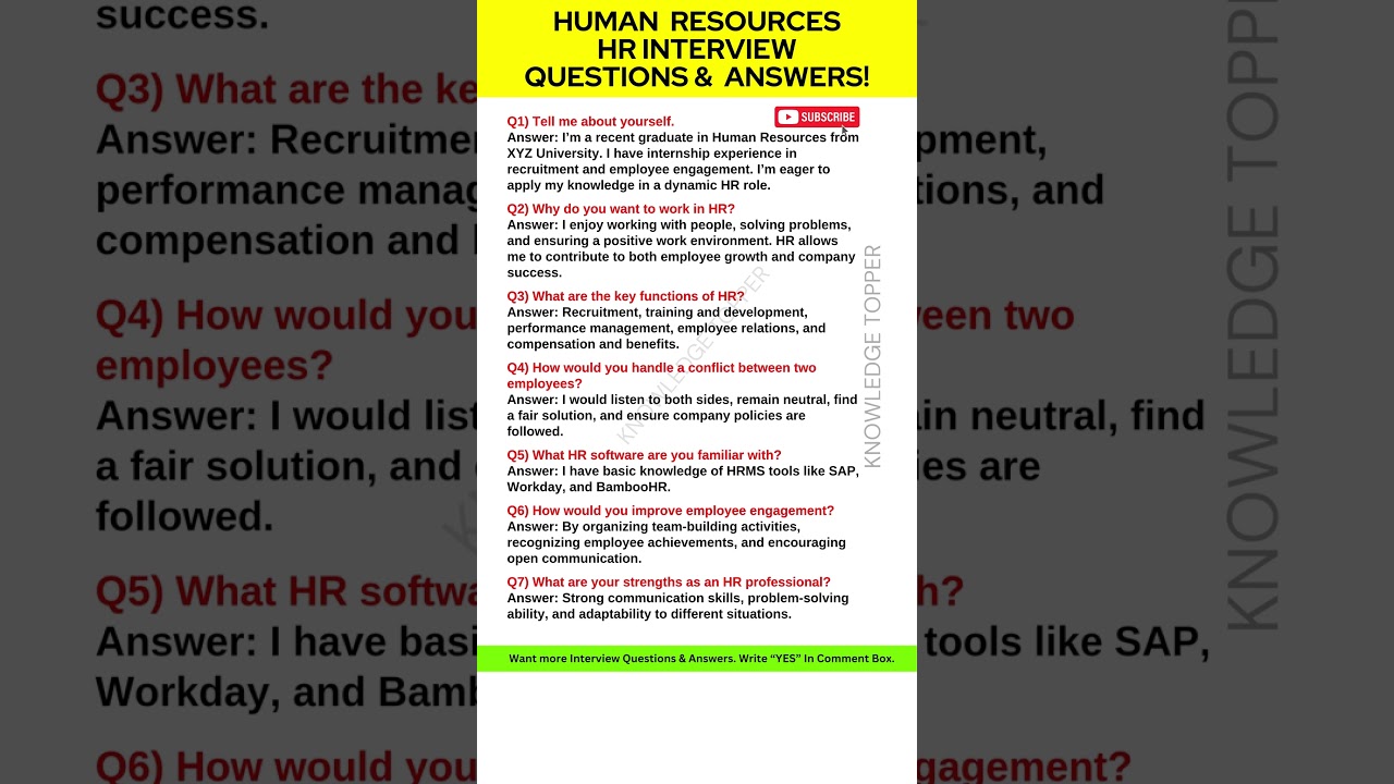 Human Resources HR Interview Questions and Answers