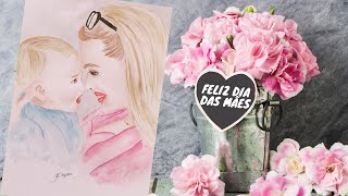 Arte em homenagem as mes! Pintura em aquarela - Time lapse
