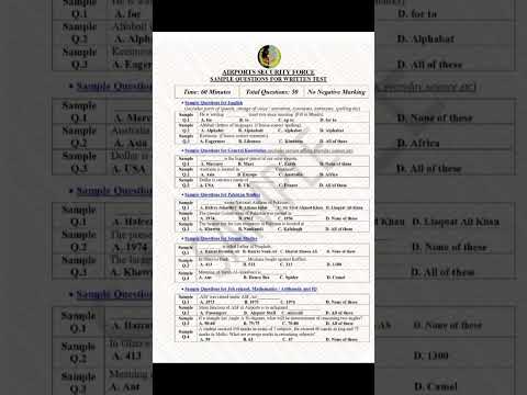 #Asf sample papers for written test.