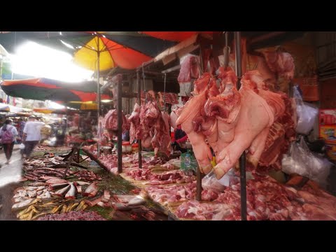 Morning Food Market At Phsar Touch - Walking Around Phsar Touch Market @ Toul Sangke