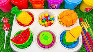 Satisfying ASMR | How to Make Slime Lollipop Candy with Glossy Grid Balls & Skittles Nails Polish