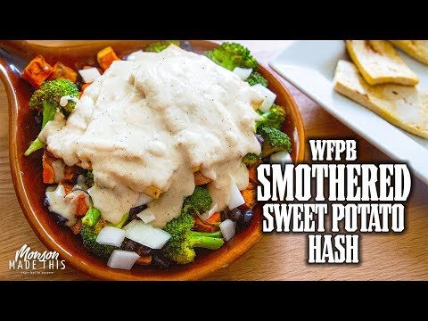 EASY Plant-Based Smothered Sweet Potato Hash Skillet with WFPB "Sausage" Gravy - GF and Oil-Free