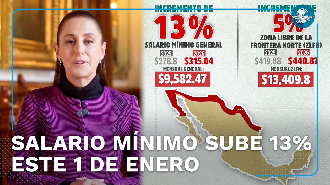 Incremento del 13% al salario mínimo general entra en vigor este 1 de enero