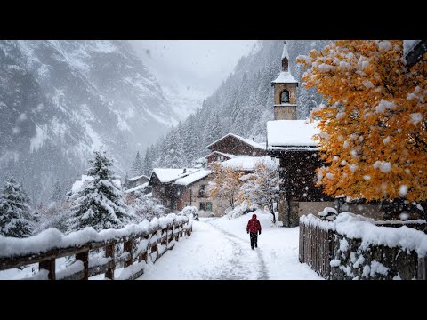 Heavy Snowfall in Switzerland 🇨🇭❄️ Peaceful Countryside Walk in the Alps 4K