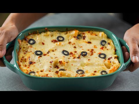 Cheesy Baked Chicken Pasta | Without Oven | Baked Pasta Recipe | White Sauce Chicken Pasta
