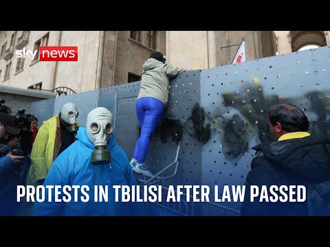 Georgia Protests: Protesters outside parliament building after divisive bill passes