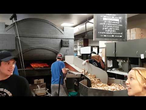 Watching the Montreal bagels being made at  St-Viateur Bagel & Café Mont-Royal