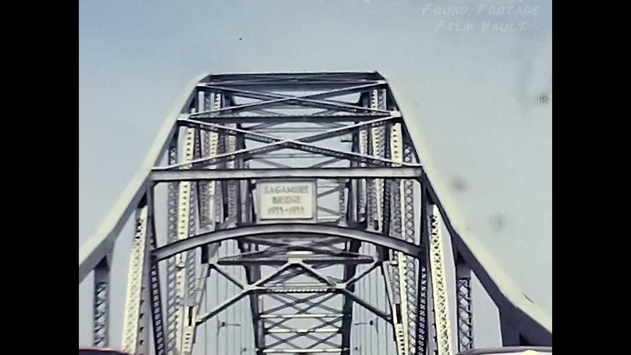 Sagamore Bridge MA 1960s Vintage Film 8mm - Arch bridge in Bourne, Massachusetts