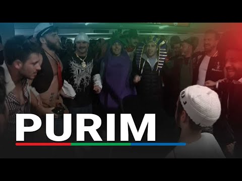 Israelis celebrate Purim in underground bomb shelter