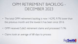 OPM Retirement Backlog | December 2023