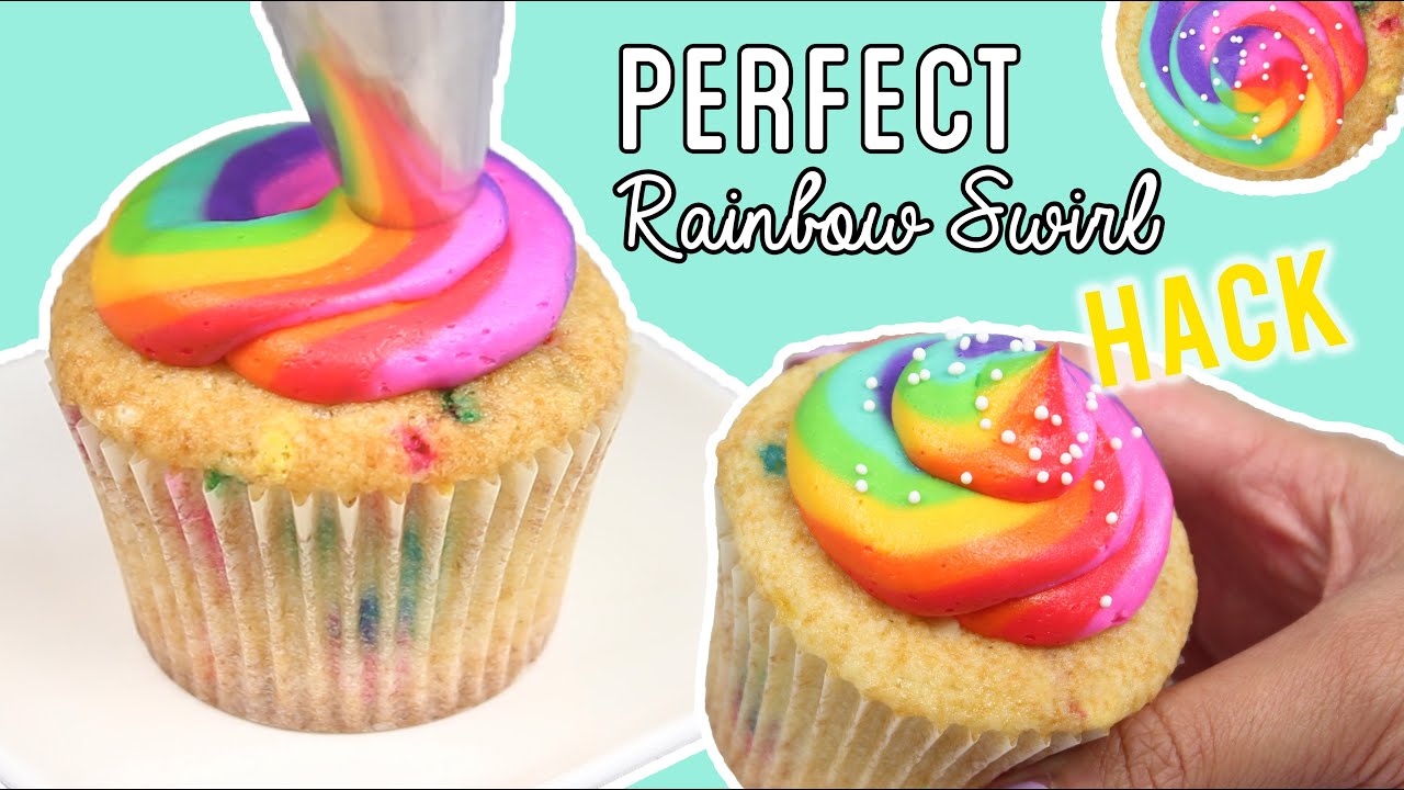 How to Pipe PERFECT RAINBOW Cupcakes with PLASTIC WRAP (+Funfetti Cupcake Recipe)!
