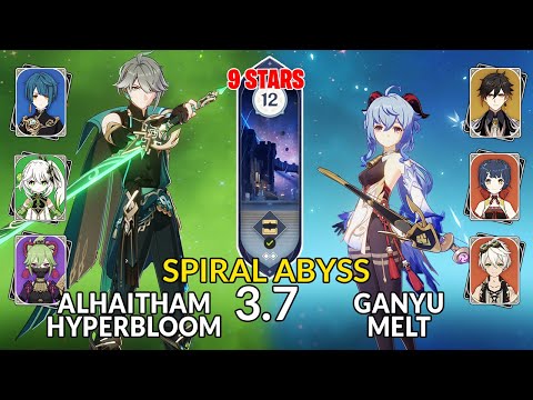 New 3.7 Spiral Abyss│Alhaitham Hyperbloom & Ganyu Melt |Floor 12 - 9 Stars| Genshin Impact