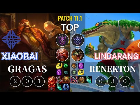 ES Xiaobai Gragas vs Lindarang Renekton Top - KR Patch 11.1