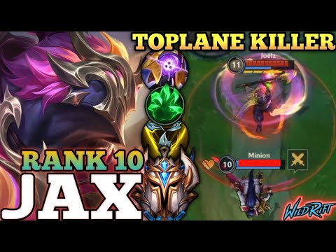 JAX TOPLANE KILLER MVP PLAY! OVERPOWER HYBRID META BUILD - TOP 10 JAX GLOBAL BY Joelz - WILD RIFT