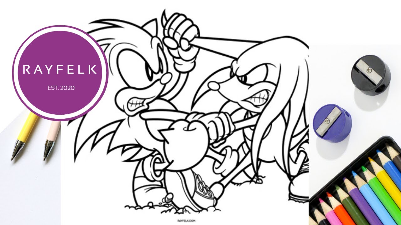 Supersonic vs Hyper Knuckles Coloring Page | Free Sonic Coloring Pages | Rayfelk Printables