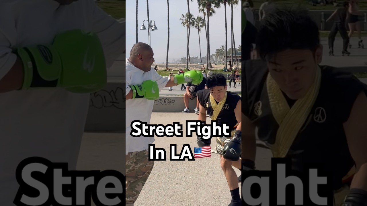 I performed street performance at Santa Monica Beach🇺🇸 Let’s goooooo❤️‍🔥🥷🥊　#boxing #LA #fight
