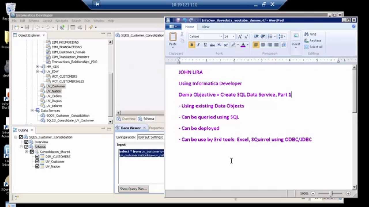 Create an Informatica SQL Data Service - Part 1