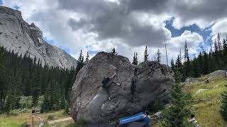 Video thumbnail of Downtrail Face, V6. Mt Evans