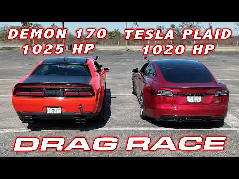 REVENGE OF THE DEMON? * Dodge Demon 170 vs Tesla Model S Plaid Track Pack 1/4 Mile DRAG RACE