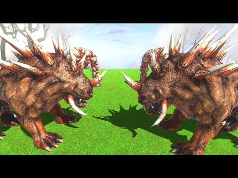 Hellhound VS Lava Golem Battle ARBS Animal revolt Battle Simulator
