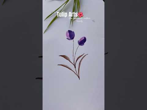Tulips Art🌷One movement, endless beauty#LeafArt #NatureArt  #CreativeArt#relaxingart #satisfyingart