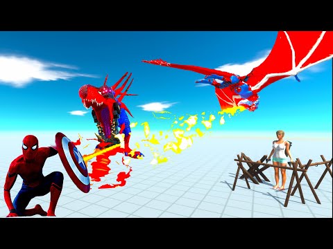 HERBIVORE DINOSAURS vs CARNIVORE vs SUPER HERO- Animal Revolt Battle Simulator