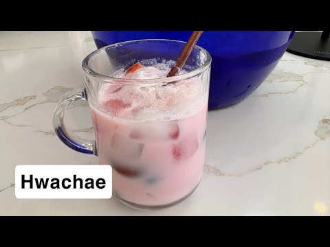 Refreshing Hwachae drink with watermelon and strawberry milk | FullHappyBelly