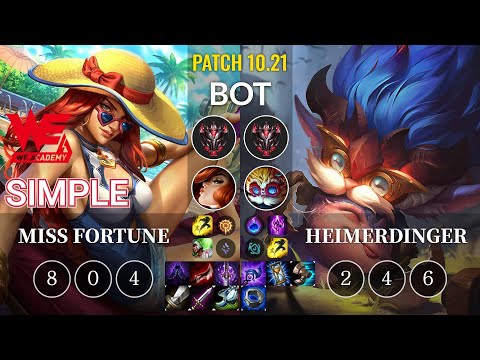 WEA Simple Miss Fortune vs Heimerdinger Bot - KR Patch 10.21