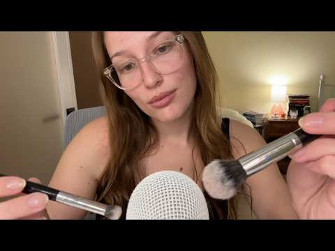 ASMR brush sounds on the mic with every makeup brush i own (and making myself so sleepy)