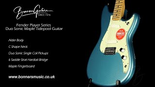 Video thumbnail for Fender Player Series Duo Sonic Maple Tidepool Guitar | Bonners Guitar Store by Bonners Guitar Store
