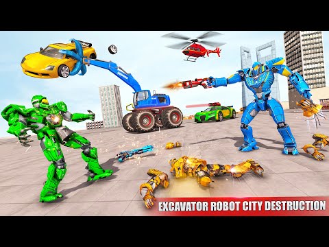 Excavator Robot Car Game: Dino Go Jins - Robot Games and Shooting Games Gameplay