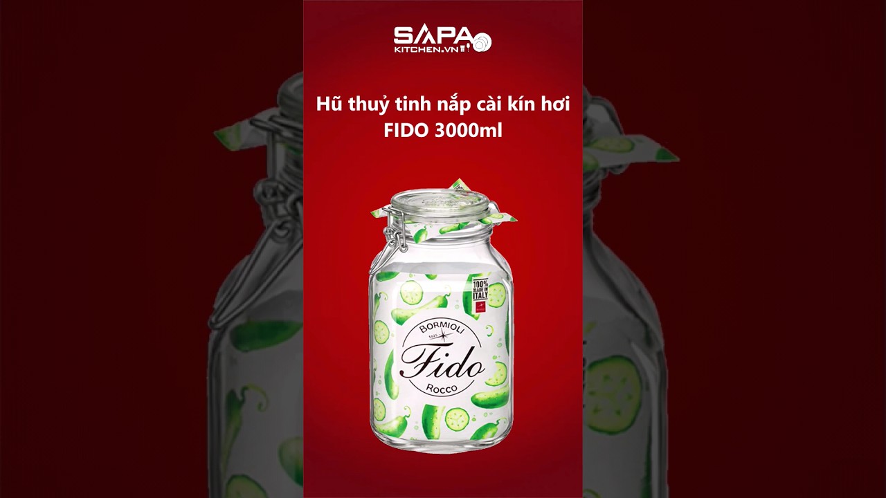 Hũ thủy tinh nắp cài kín hơi Fido 3000ml